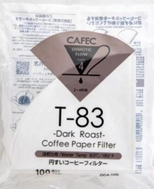 CAFEC Dark Roast T-83 Coffee Paper Filter 02, 100 pcs