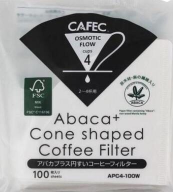 CAFEC Abaca+ Cone Shaped Coffee Filter 02, 100 pcs