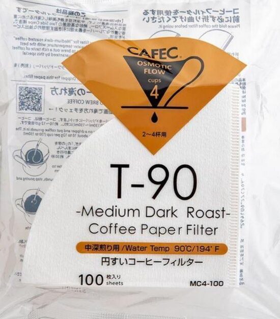 CAFEC Medium Roast T-90 Coffee Paper Filter 02, 100 pcs